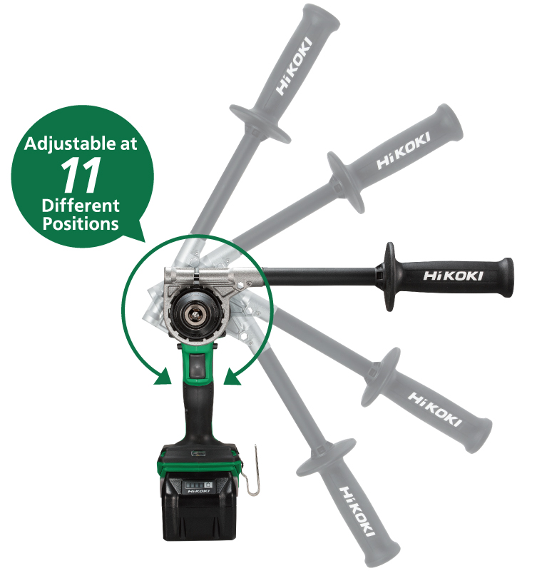 Side handles adjustable at 11 different positions