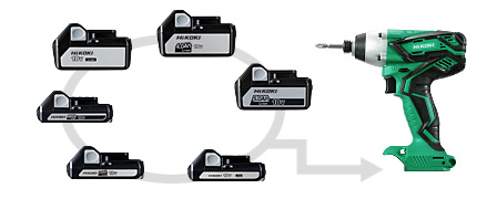 Selectable battery from 1.3Ah to 5.0Ah